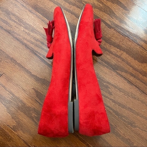 J. Crew Red Edie MicroSuede Tassel Loafer Flats, 6 - Picture 6 of 14